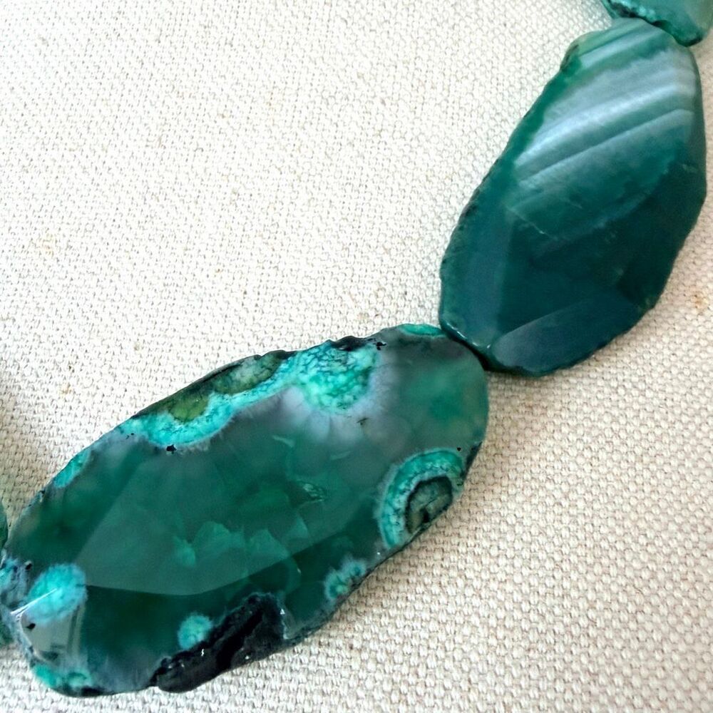 Kenneth Lane Green Agate Slice Statement Necklace - Picture 3 of 10